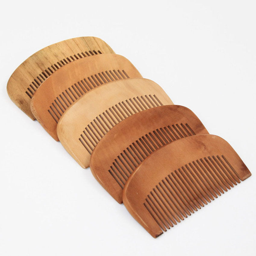 Wood Natural Peach Comb Anti-Static Beard Comb - tashnbeard