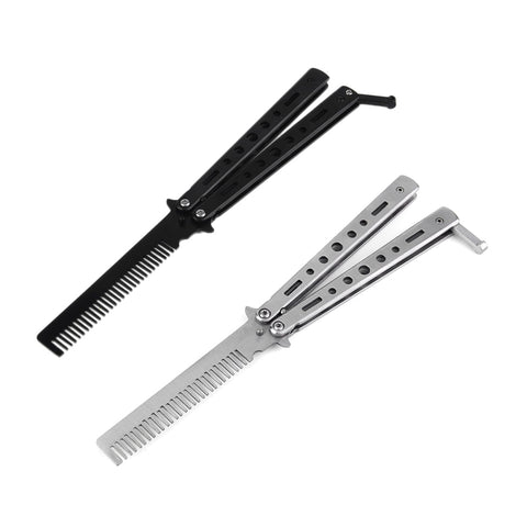 Stainless Steel Folding Knife Comb Styling Tools - tashnbeard
