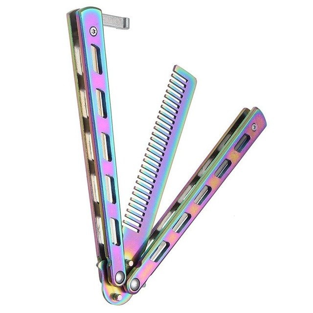 Rainbow Foldable Comb Stainless Steel Comb - tashnbeard